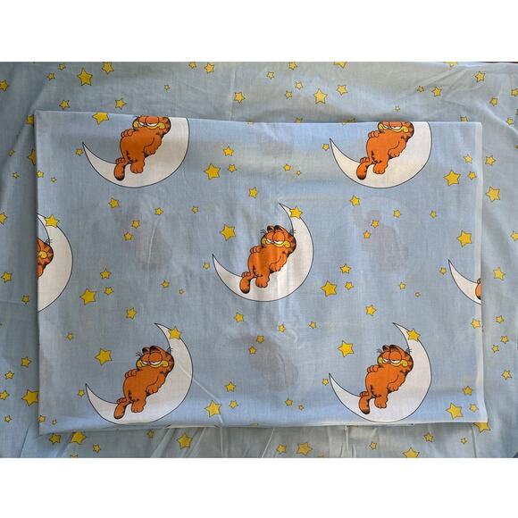 1980s Garfield Twin Sheet Set Moon & Stars JC Penney Vintage - Picture 6 of 9